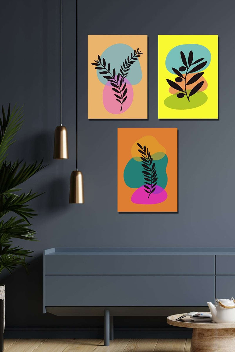 Wow 3 Parça Modern Tarzda Dijital Baskı Ahşap Duvar Tablo Seti
