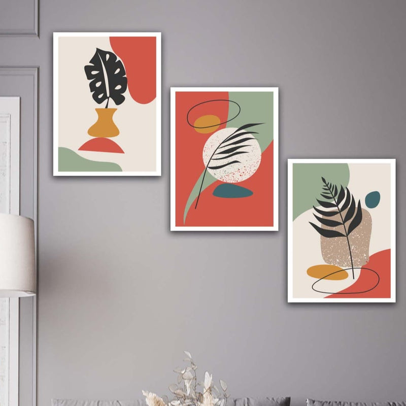 Wow 3 Parça Renkli Modern Bohem Tarzda Uv Baskı Mdf Ahşap Duvar Tablo Seti