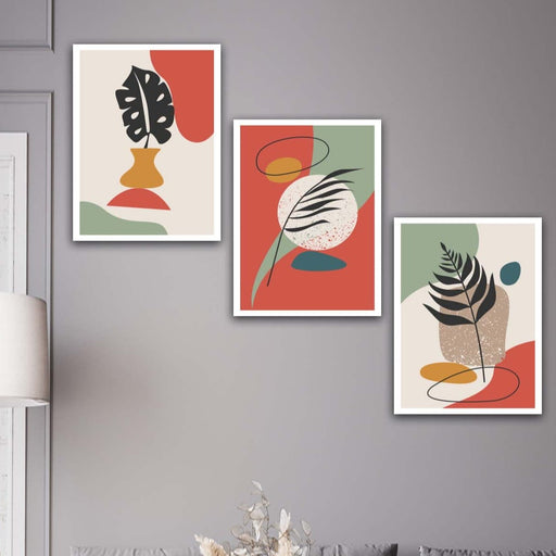 Wow 3 Parça Renkli Modern Bohem Tarzda Uv Baskı Mdf Ahşap Duvar Tablo Seti
