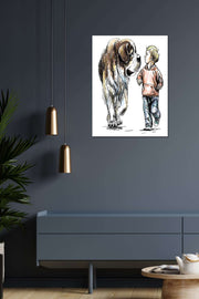 Wow 30x40 Çizgisel Sanatsal Duvar Tablo St Bernard and Child