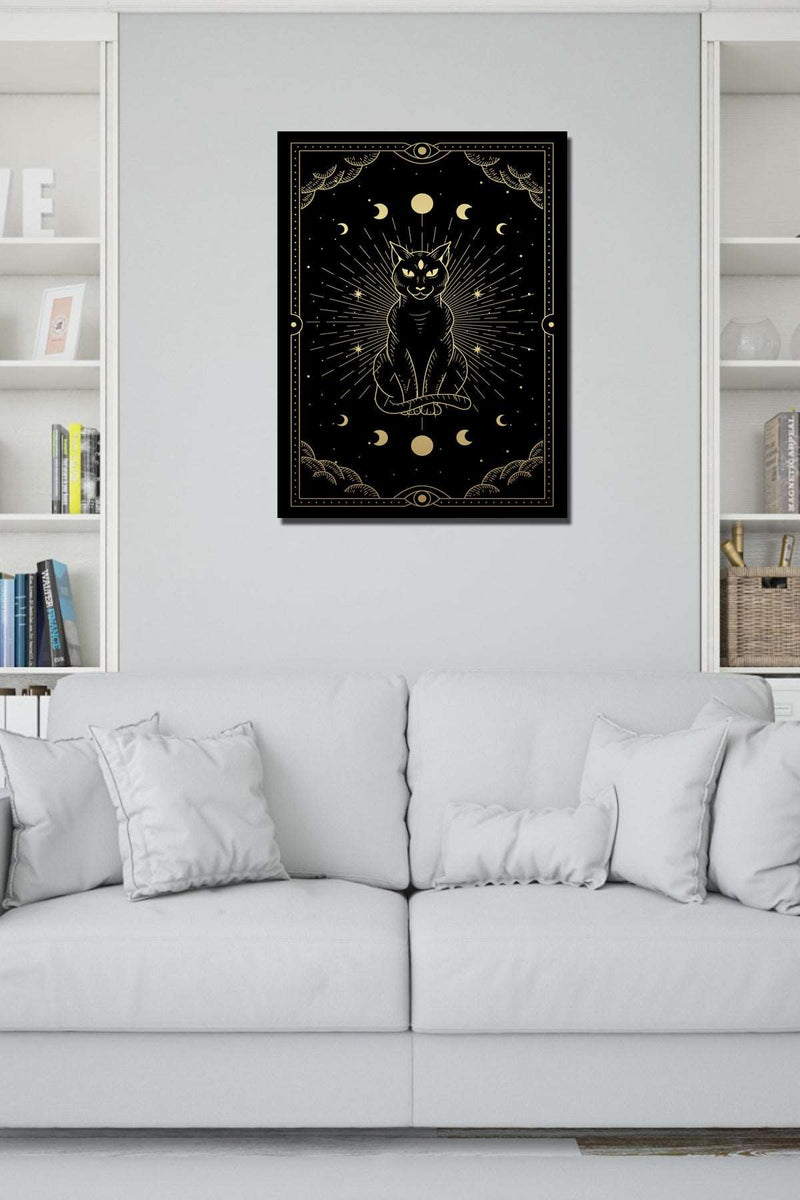 Wow 30x40 Kedi Gold Renk Duvar Tablo