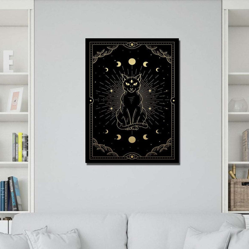 Wow 30x40 Kedi Gold Renk Duvar Tablo