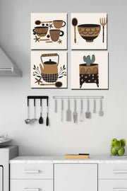 Wow 4 Parça Mutfak Decor Duvar Tablo Seti