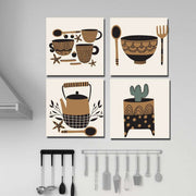 Wow 4 Parça Mutfak Decor Duvar Tablo Seti