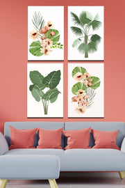 Wow 4 Parça Tropic Set Ahşap Duvar Tablo Seti