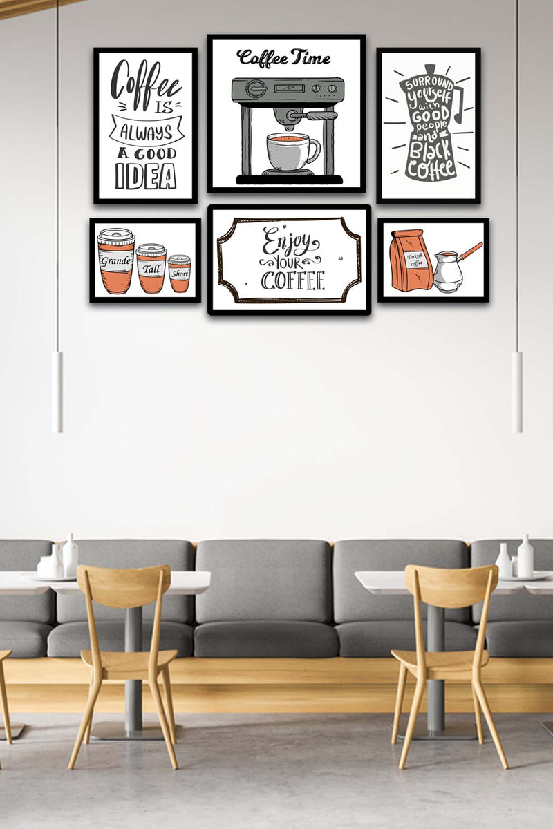 Wow 6 Parça Coffee Time Mdf Ahşap Duvar Ahşap Duvar Tablo Seti