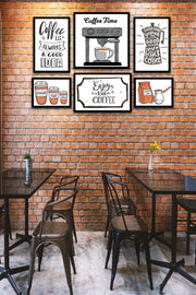 Wow 6 Parça Coffee Time Mdf Ahşap Duvar Ahşap Duvar Tablo Seti