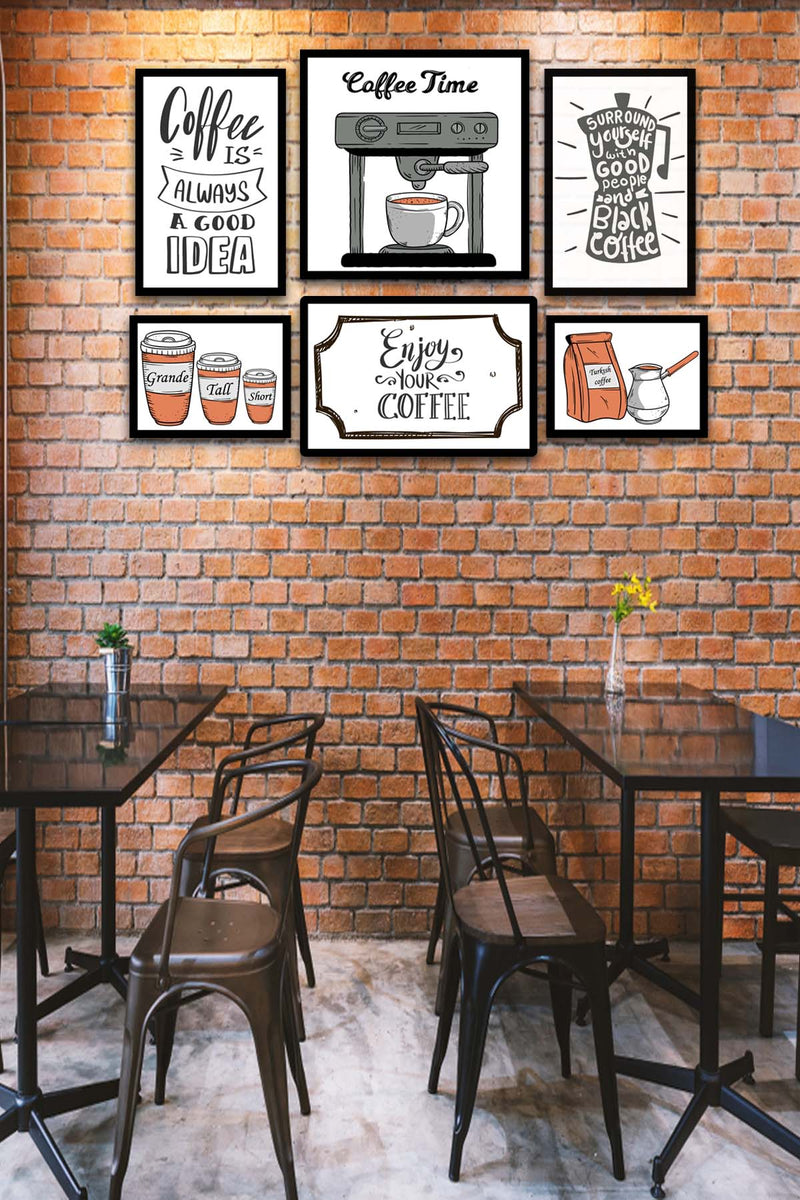 Wow 6 Parça Coffee Time Mdf Ahşap Duvar Ahşap Duvar Tablo Seti