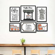 Wow 6 Parça Coffee Time Mdf Ahşap Duvar Ahşap Duvar Tablo Seti