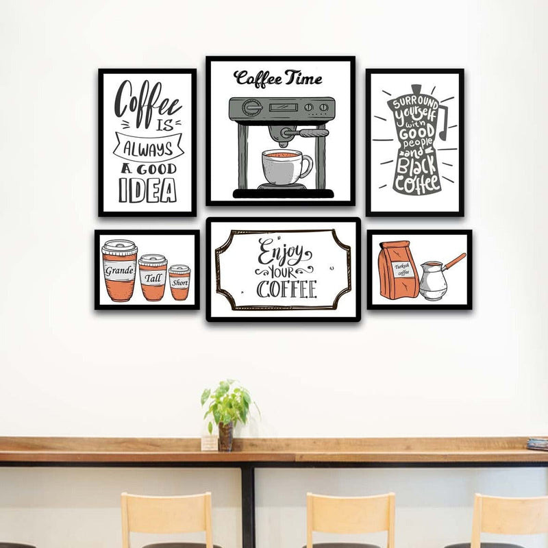 Wow 6 Parça Coffee Time Mdf Ahşap Duvar Ahşap Duvar Tablo Seti