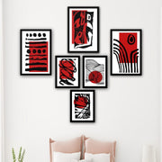 Wow 6 Parça Modern Sanat Tarzında Siyah Çerçeve Görünümlü Uv Baskı Mdf Ahşap Duvar Tablo Seti