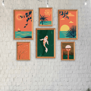 Wow 6 Parça Sunset Tarzda Sanatsal Çerçeve Görünümlü Uv Baskı Mdf Ahşap Duvar Tablo Seti