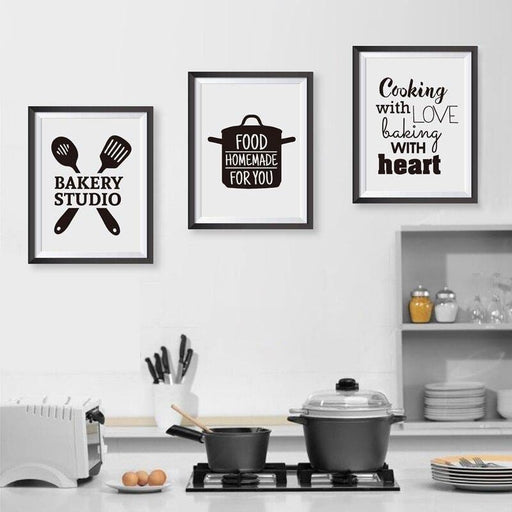 Wow Bakery Studio 3 Parça Çerçeve Görünümlü Ahşap Duvar Tablo Seti