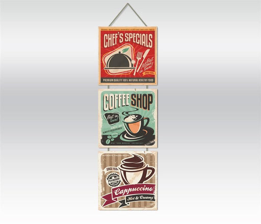 Wow Chefs Special & Coffe Shop 3lü Ahşap Duvar Tablo Bonvagon