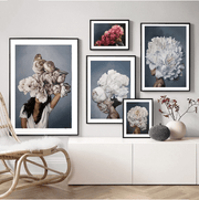 Wow Flower Heads 5 Parça Çerçeve Görünümlü Ahşap Duvar Tablo Seti