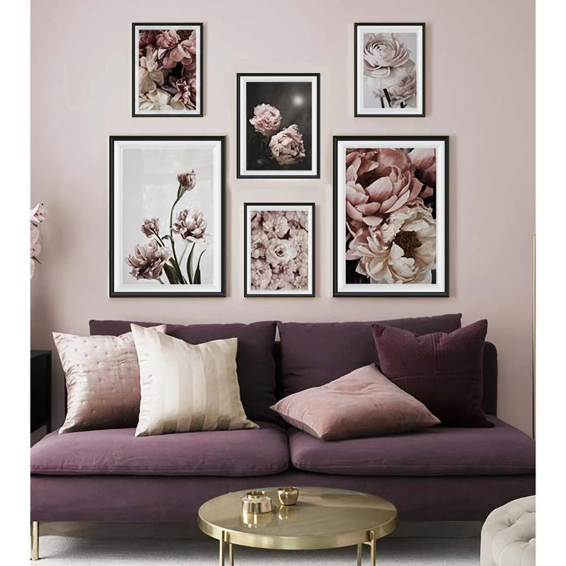 Wow Flowers 6 Parça Çerçeve Görünümlü Ahşap Duvar Tablo Seti