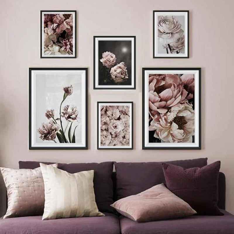 Wow Flowers 6 Parça Çerçeve Görünümlü Ahşap Duvar Tablo Seti