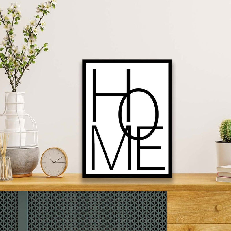 Wow Home Yazısı (Siyah Çerçeve Görünümlü) Uv Baskı Mdf Ahşap Duvar Tablo