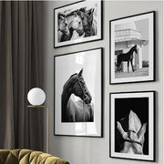 Wow Horses 4 Parça Çerçeve Görünümlü Ahşap Duvar Tablo Seti