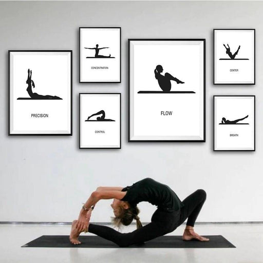 Wow Its Yoga Time 6lı Ahşap Duvar Tablo Seti
