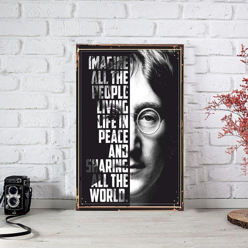 Wow John Lennon Imagine Ahşap Duvar Posteri 30x40cm