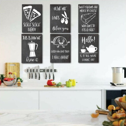 Wow Kitchen Signs 6 Parça Çerçeve Görünümlü Ahşap Duvar Tablo Seti