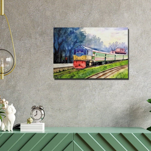 Wow Suluboya Görünümlü Tren Resmi Duvar Tablo