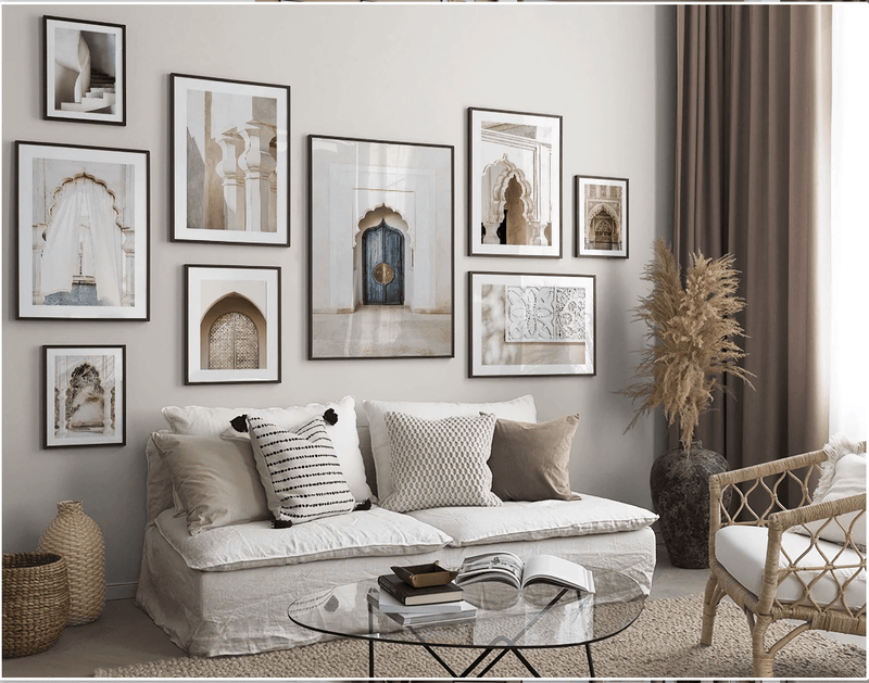 Wow World of Doors 9 Parça Çerçeve Görünümlü Ahşap Duvar Tablo Seti