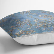 Yağlı Boya Mavi Ağaç Motifleri Dijital Baskılı Yastık Kırlent Kılıfı 43x43cm Bonvagon