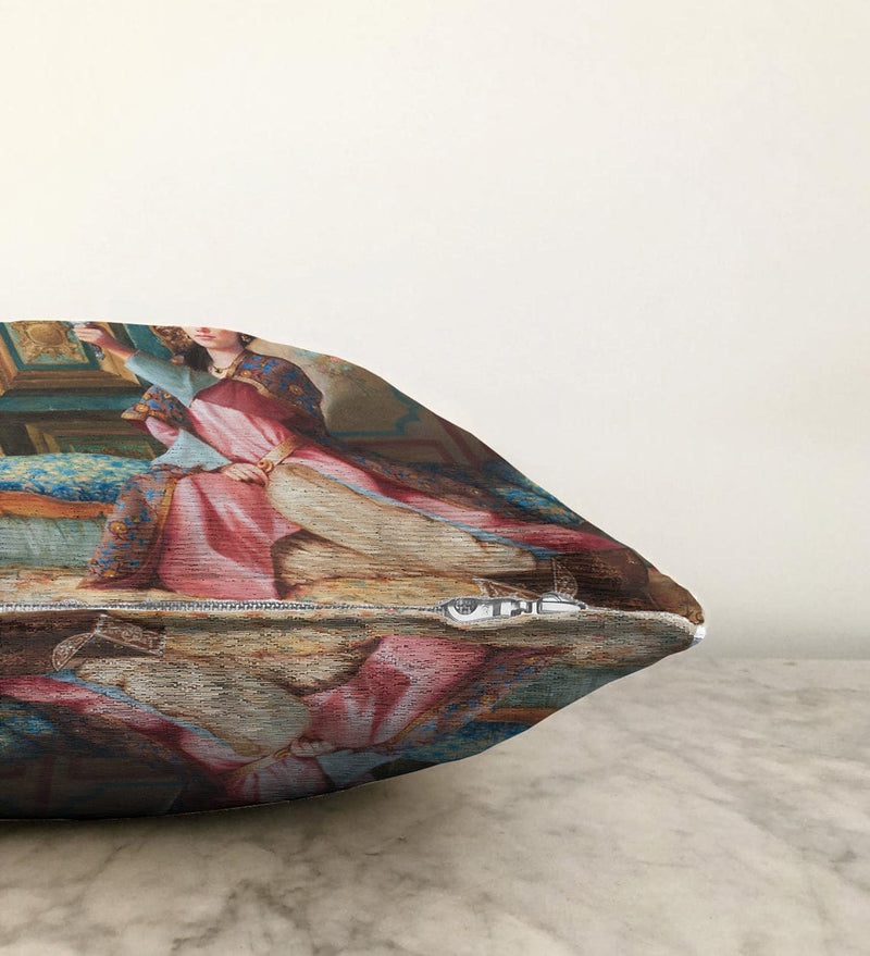 Yağlı Boya Tablo Dijital Baskılı Kadife Yastık Kırlent Kılıfı Bonvagon