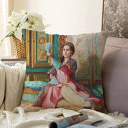 Yağlı Boya Tablo Dijital Baskılı Kadife Yastık Kırlent Kılıfı Bonvagon