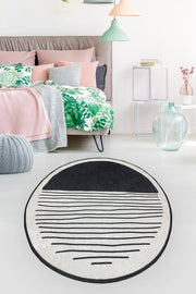 Yakamoz Dijital Baskılı Yuvarlak Banyo Halısı, Kaymaz Taban, Yıkanabilir Bonvagon