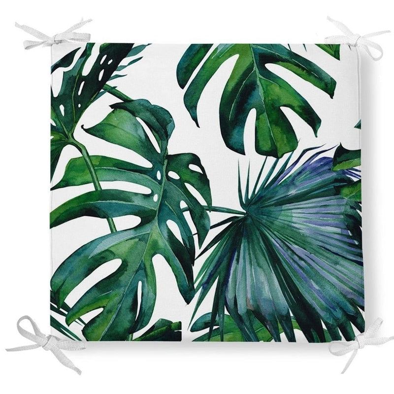 Yaprak Desenli Dekoratif Kare Sandalye Minderi 40x40cm Fermuarlı Bonvagon