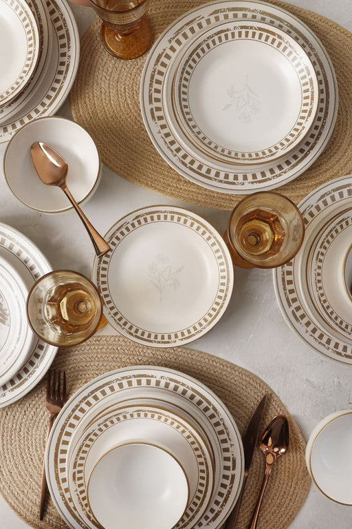 Yemek Takımı 6 Kişilik - Brown Leaf 24 Parça Bonvagon