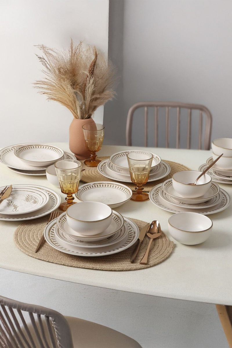 Yemek Takımı 6 Kişilik - Brown Leaf 24 Parça Bonvagon