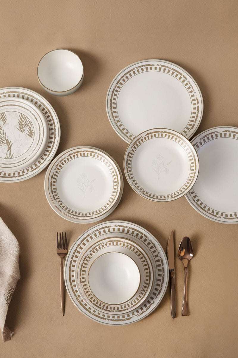 Yemek Takımı 6 Kişilik - Brown Leaf 24 Parça Bonvagon