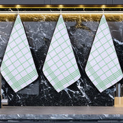 Yeşil 3lü Kareli Set Kurulama Bezi Pamuklu Mutfak Havlusu Çok Amaçlı Örtü 50x70cm Bonvagon