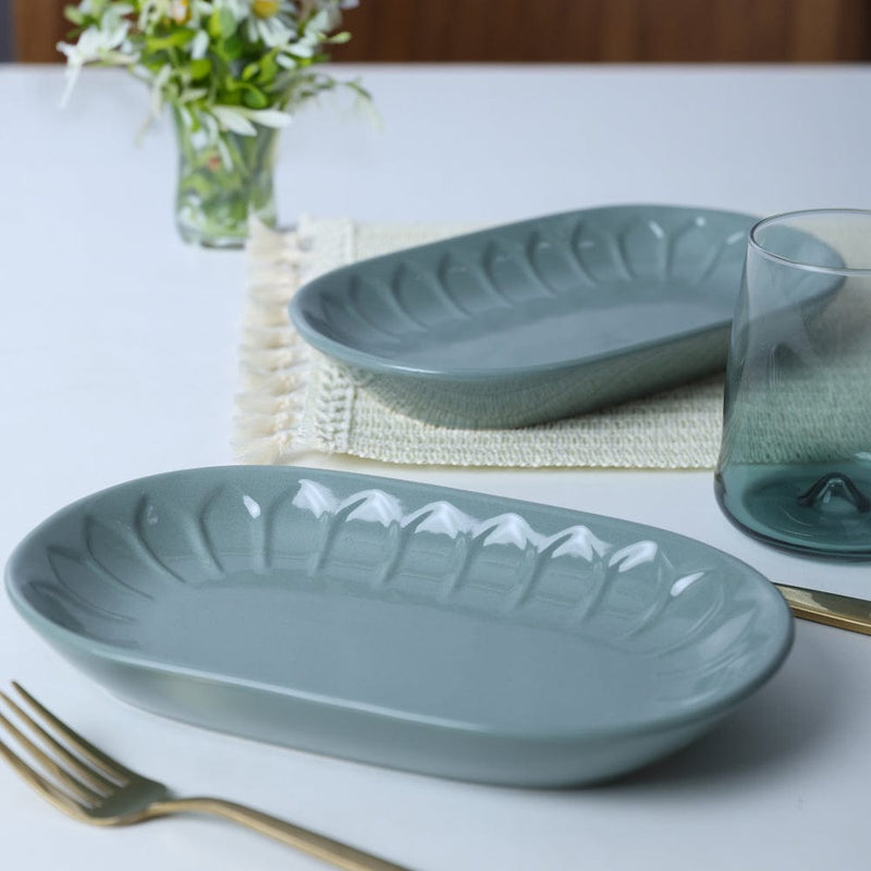 Yeşil Badem Kayık Tabak 25cm 2 Adet