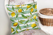 Yeşil Çizgili Limon Desenli Dijital Baskılı Dekoratif Yastık Kırlent Kılıfı 43x43cm