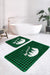 Yeşil Ekose Motifli Yılbaşı Tasarımlı 2li Banyo Halısı Takımı Kaymaz Taban Yıkanabilir Bonvagon