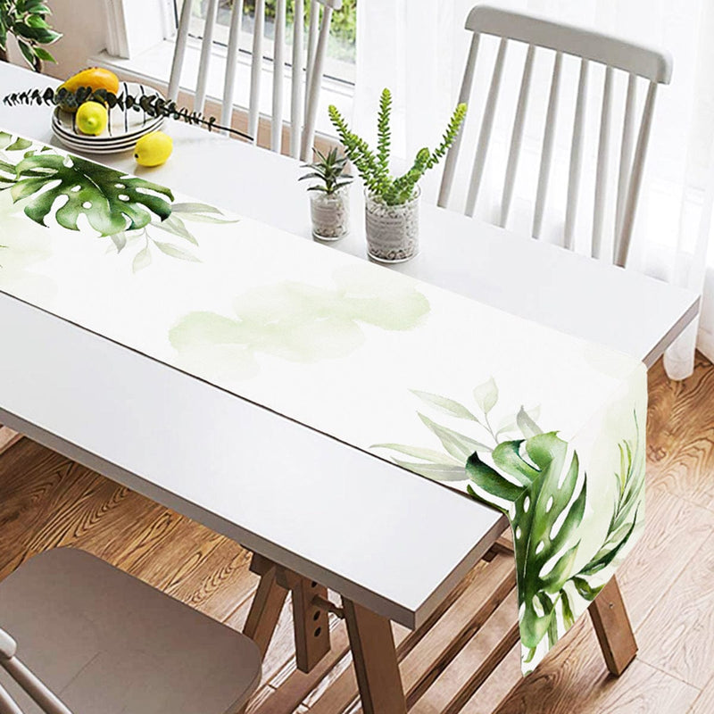 Yeşil Tropik Yaprak Motifli Dijital Baskılı Modern Süet Runner