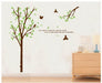Yeşil Yapraklı Ağaç ve Kuşlar Desenli Duvar Çıkartması Süsü (sticker) Bonvagon