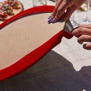 Yılbaşı Ağacı Tasarımlı Üçgen Püsküllü Runner 1 Adet & 6 Adet Kırmızı Renkli Supla Bonvagon