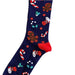 Yılbaşı Desenli Çorap Kurabiye Adam Baston Şekerli Lacivert Kırmızı Çorap 36-41 Bonvagon