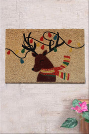 Yılbaşı Geyik Doğal Koko Hindistan Cevizi Kapı Önü Paspas 60x40cm