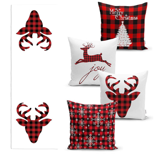 Yılbaşı Özel 4 Kırlent Kılıfı ve 1 Runner Seti Bonvagon