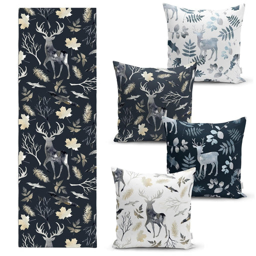 Yılbaşı Özel 4 Kırlent Kılıfı ve 1 Runner Seti Bonvagon