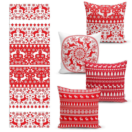 Yılbaşı Özel 4 Kırlent Kılıfı ve 1 Runner Seti Bonvagon