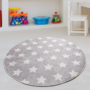 Yıldız Gri Çocuk Halısı, Kaymaz Taban, Yıkanabilir Bonvagon