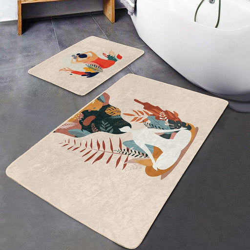 Yoga Kadın Motifli Özel Tasarım 2li Banyo Paspas ve Halısı Takımı Kaymaz Taban Yıkanabilir